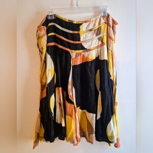 Sunny Leigh Abstract Skirt in Black, White, Yellow, and Tan